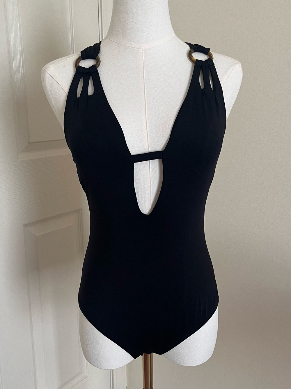 BECCA by Rebecca Virtue Black One Piece Swimsuit Womens Size M Goth Summer